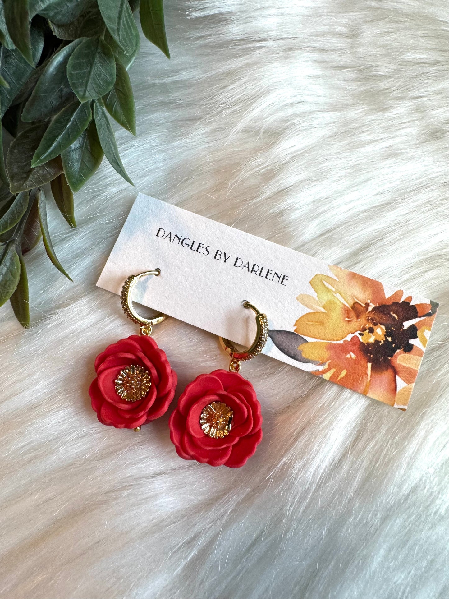 Red Flower Hoops