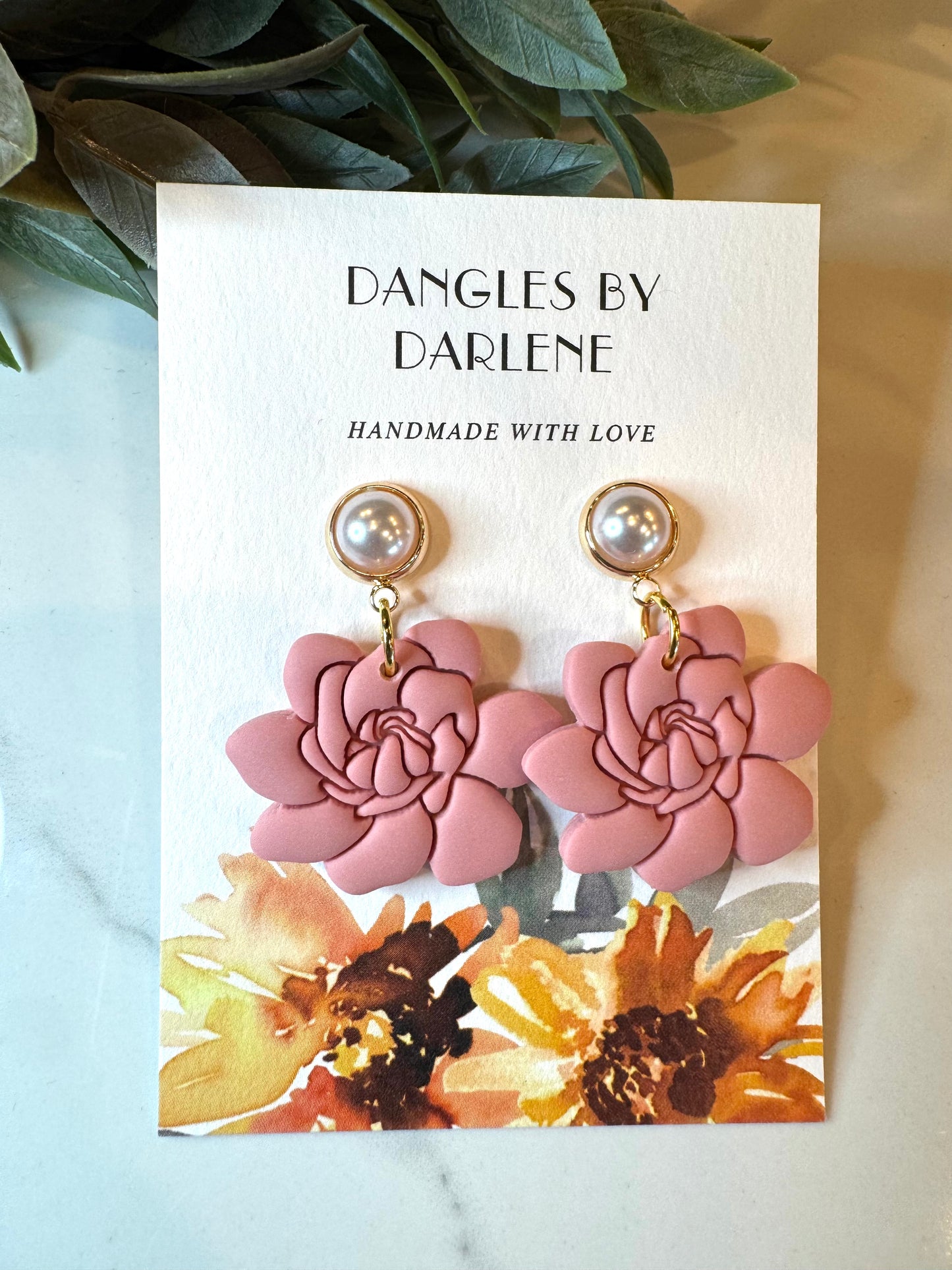 Pink Flower Dangles