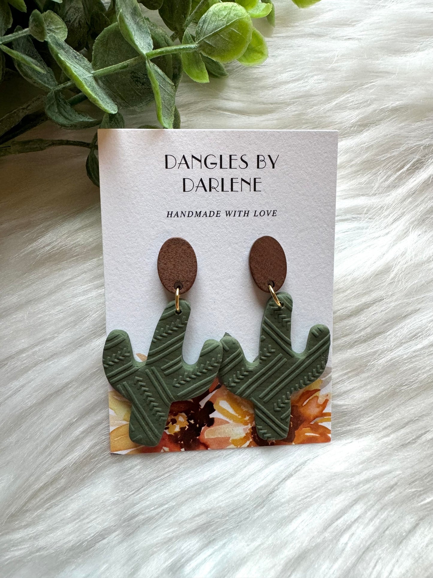 Green Cactus Earrings