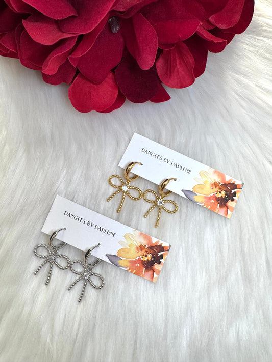Bow Huggie Hoops