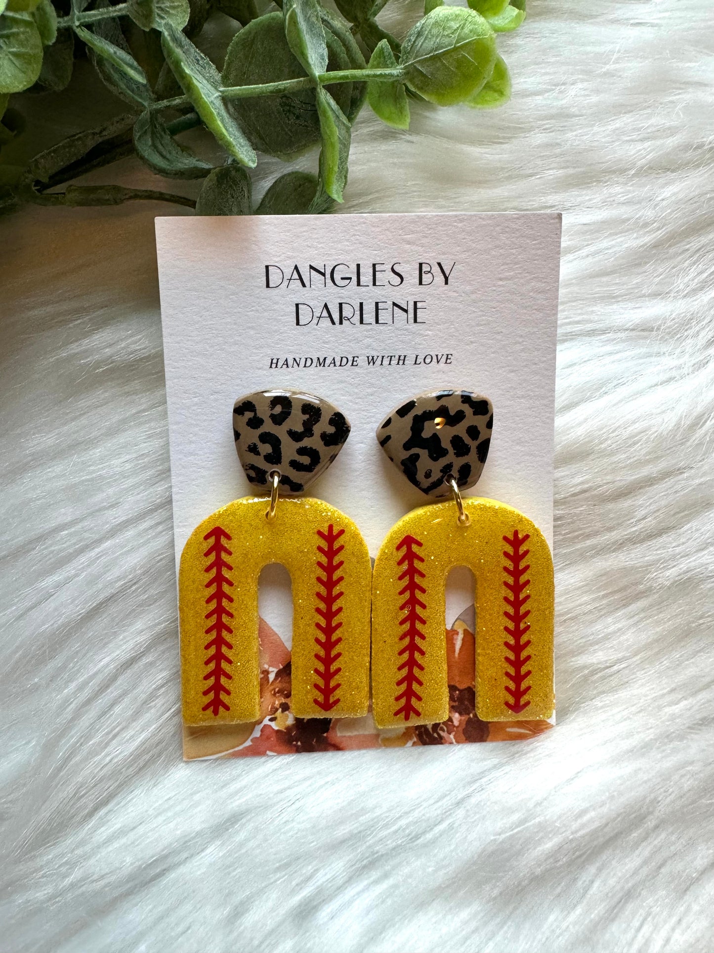 Leopard Softball Dangles