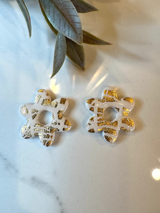 Gold Flake Flower Charms