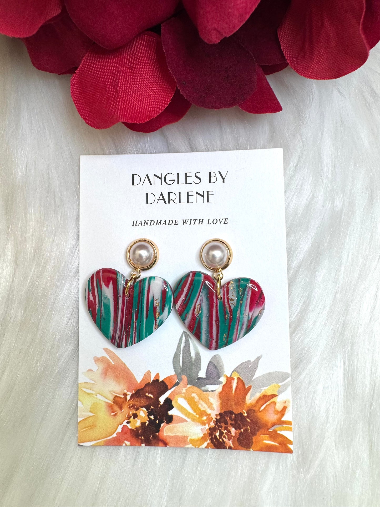 Marbled Heart Dangles