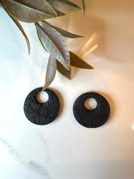 Black Flower Print Charms