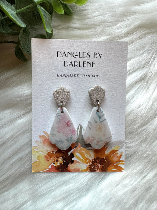 Neutral Floral Print Dangles